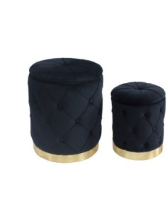 Pouf Jeremy in Velluto Nero Seconda Misura con Base in Metallo | shopincasa.it