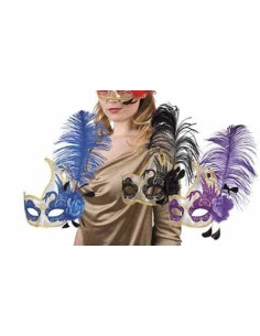 MASCHERA 29364 VENICE CIGNO CON FIORE E PIUME su Shop in Casa