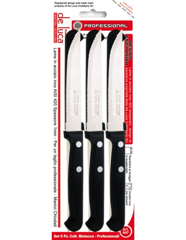 CONFEZIONE 6 PZ COLTELLI BISTECCA PROFESSIONALE DE LUCA su Shop in ...