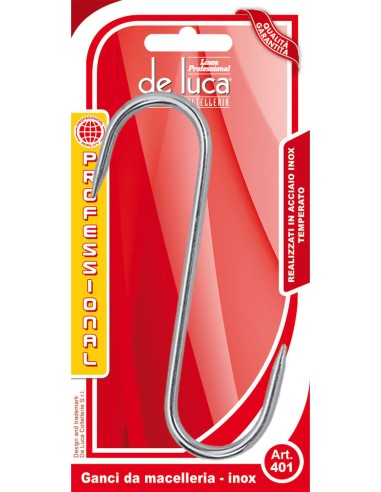 CONFEZIONE 6 PZ GANCI DA MACELLAIO INOX DE LUCA su Shop in Casa