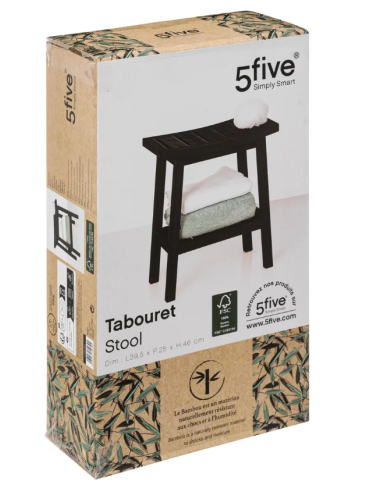SGABELLO BAGNO 174605A BAMBOO NERO su Shop in Casa