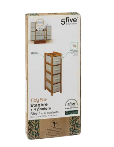 SCAFFALE 174903 BAMBOO 33X19X79CM CON 4 CESTINI PORTAOGGETTI su Sho...