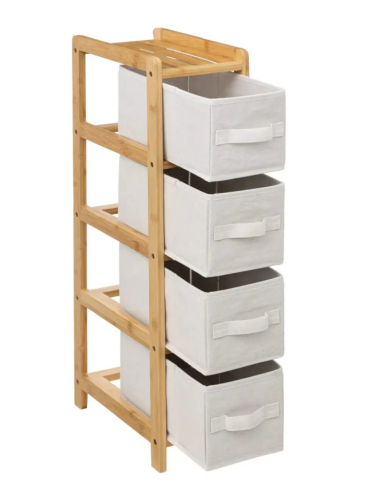SCAFFALE 174903 BAMBOO 33X19X79CM CON 4 CESTINI PORTAOGGETTI su Sho...