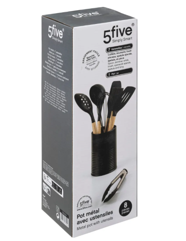 SET 7 UTENSILI 189394 CON CONTENITORE METALLO su Shop in Casa