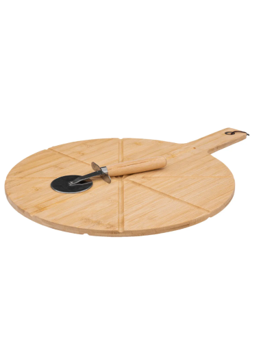 TAGLIERE PIZZA 189624 BAMBOO 37CM CON ROTELLA su Shop in Casa
