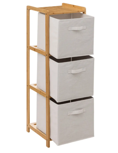 SCAFFALE 174901 BAMBOO 35X33X110CM CON 3 CESTINI PORTAOGGETTI su Sh...