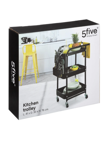 CARRELLO 167740 3 PIANI METALLO 51X30X76CM NERO su Shop in Casa