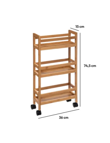 CARRELLO 174521 3 PIANI BAMBOO 36X15X75CM su Shop in Casa