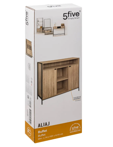CREDENZA 181371 ALIAJ 2ANTE 114X37X110CM EFFETTO ROVERE NATURALE su...