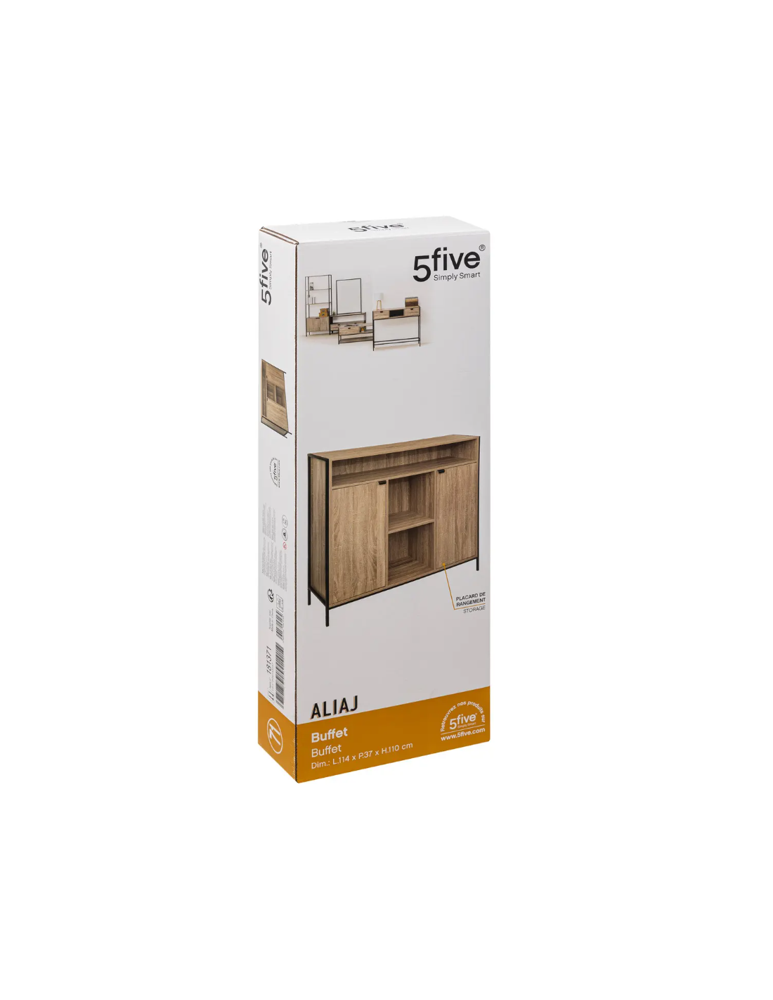 CREDENZA 181371 ALIAJ 2ANTE 114X37X110CM EFFETTO ROVERE NATURALE su...
