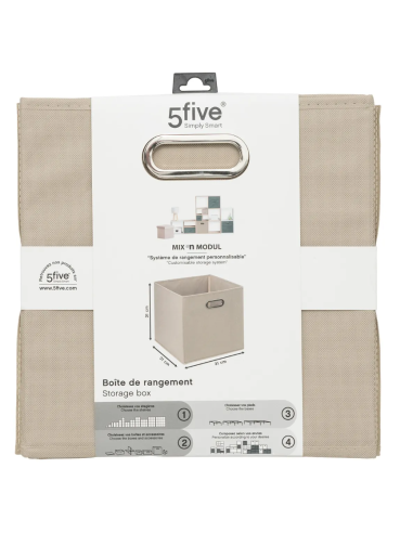 ACCESSORI: vendita online 5 Five Caja Organizadora, contenitore in tessuto, colore grigio scuro, organizer per scaffali, 31x3...
