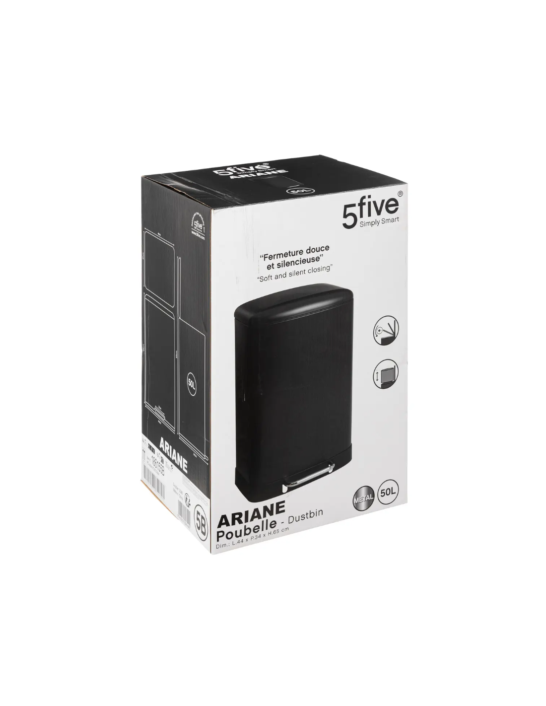 PATTUMIERA PEDALE 186155B METALLO 50LT NERO su Shop in Casa