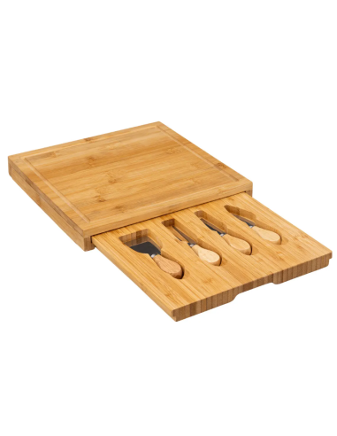 SET FORMAGGI 194186 4 COLTELLI CON VASSOIO BAMBOO su Shop in Casa