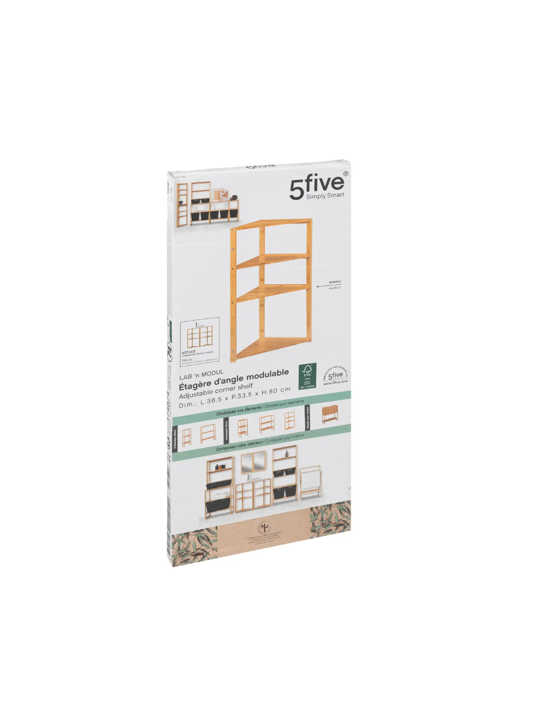 SCAFFALE ANGOLARE 174874 BAMBOO 3P 36,5X33,5X80CM su Shop in Casa
