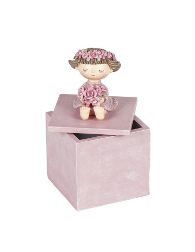 SCATOLA 137852 ROSA BAMBINA 8X8X15CM RESINA