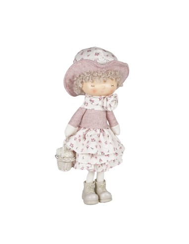 BAMBINA 137858 ROSA CON CESTINO 40CM POLIESTERE