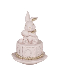 CONIGLIO 137899 SU TORTA ROSA/ORO 17CM RESINA su Shop in Casa