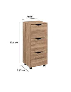 MOBILETTI E CONSOLE: vendita online CASSETTIERA 181284 3 CASSETTI MDF 33X29X80CM NATURALE in offerta 2