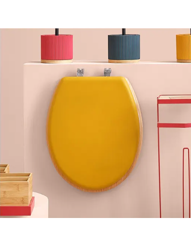 SEDILE WC LEGNO CON COPERCHIO GIALLO 36X47CM su Shop in Casa