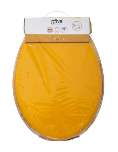 SEDILE WC LEGNO CON COPERCHIO GIALLO 36X47CM su Shop in Casa