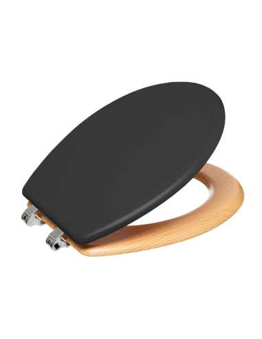 SEDILE WC LEGNO CON CON COPERCHIO NERO 36X47CM su Shop in Casa