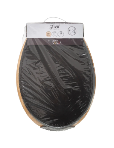 SEDILE WC LEGNO CON CON COPERCHIO NERO 36X47CM su Shop in Casa