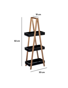 MENSOLA BAGNO 3 RIPIANI BAMBOO NERO 30X18X82CM su Shop in Casa