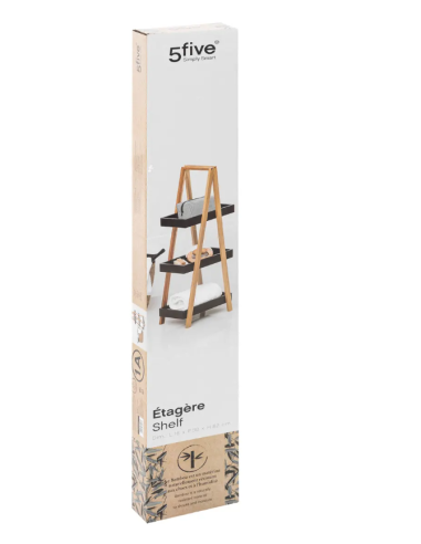 MENSOLA BAGNO 3 RIPIANI BAMBOO NERO 30X18X82CM su Shop in Casa