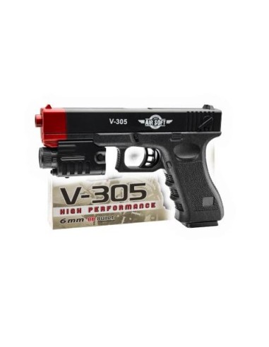 PISTOLA 305 AIR SOFT LASER 6MM CON TORCIA