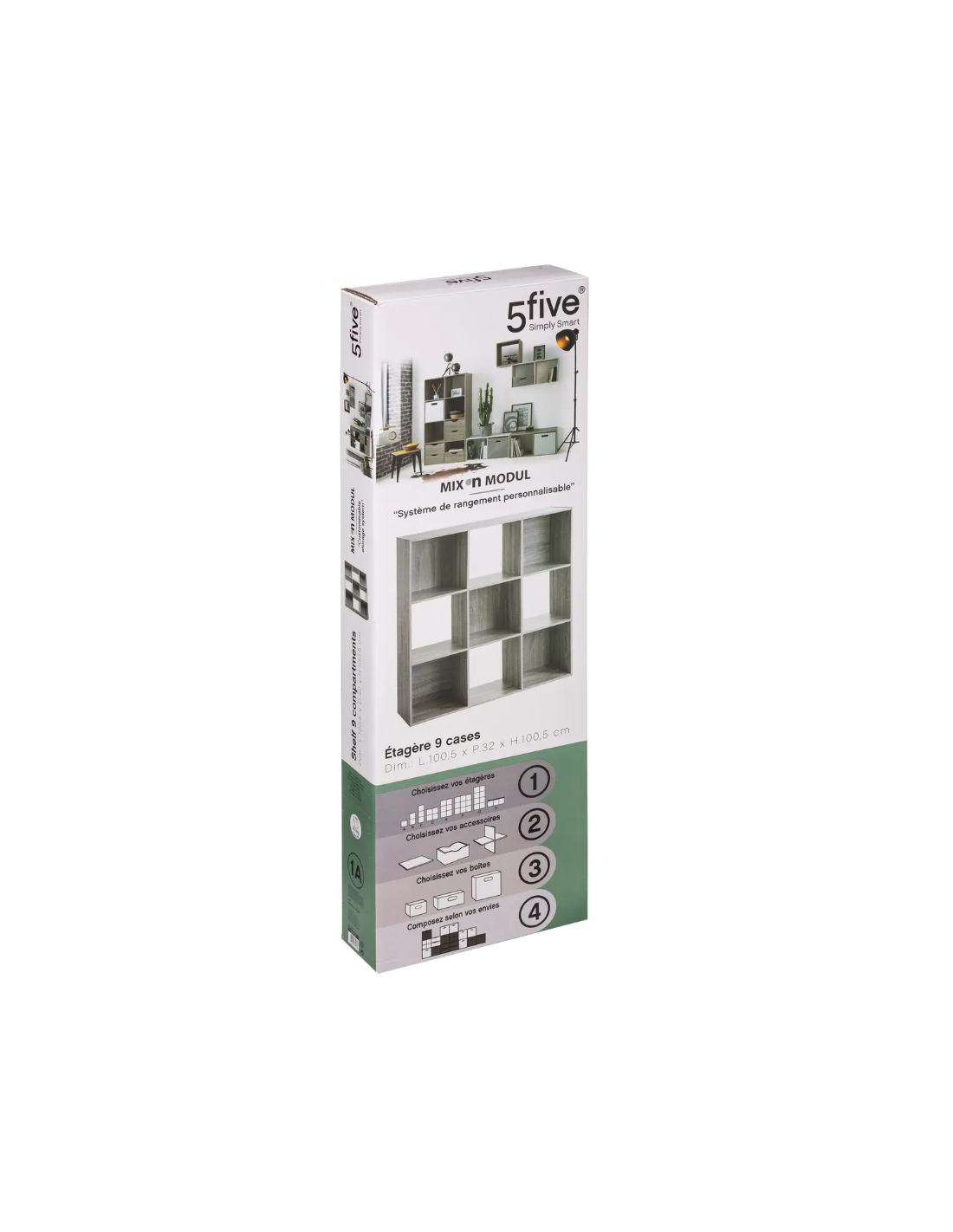 MENSOLE E SCAFFALI: vendita online 5five Mix n Modul, scaffale 9 ripiani, effetto rovere naturale, mobile libreria, organizer...
