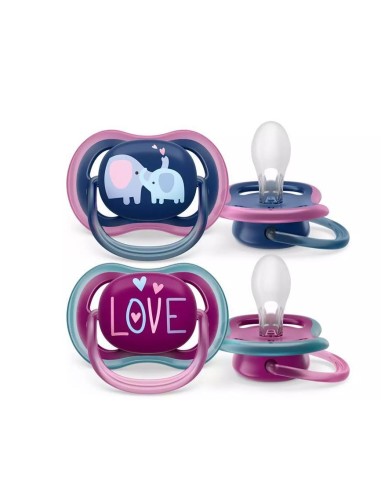 Succhietto Ultra Air 18M+ Elefante/Amore Philips Avent - 2 Pezzi