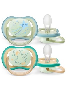 Avent Succhietto Ultra Air Nighttime Verde/Bianco 0-6M - 2 Pezzi