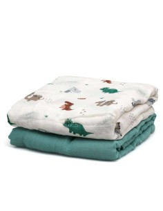 Set 2 museline dinosauri Sage 120x120 cm | Bambù e Cotone | Shopincasa.it