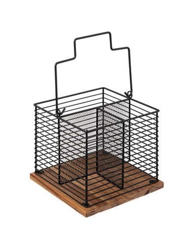 PORTAPOSATE 189873 METALLO/LEGNO 18X18X29CM NERO su Shop in Casa