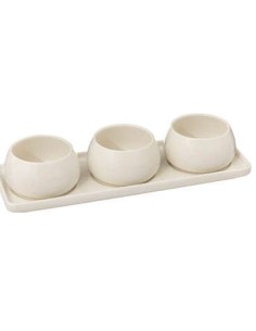 Set aperitivo Nora 4 pezzi stoneware bianco caldo | shopincasa.it