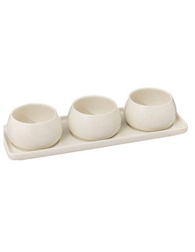 SET APERITIVO 194182 NORA 4PZ CERAMICA BIANCO