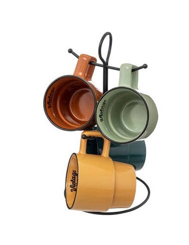 SET 4 TAZZE MUG 196350 VINTAGE 25CL CON SUPPORTO METALLO su Shop in...