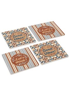 SET 4 SOTTOBICCHIERI 196394 VINTAGE 10X10CM CERAMICA su Shop in Casa