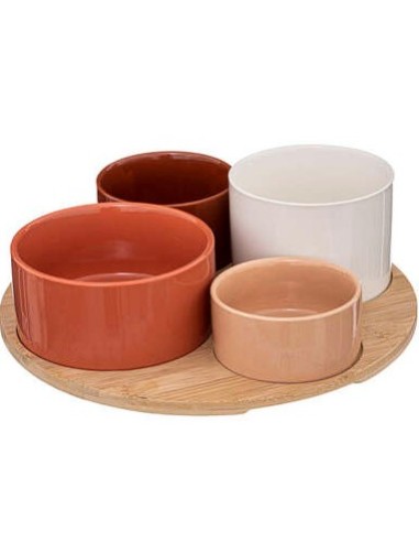 SET APERITIVO 188877 4 CIOTOLE CON SUPPORTO BAMBOO su Shop in Casa