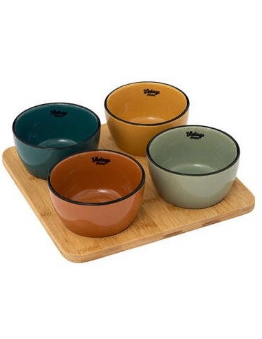 SET APERITIVO 196384 4 CIOTOLE CON SUPPORTO BAMBOO su Shop in Casa