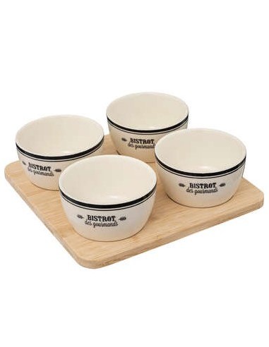 SET APERITIVO 196424 4 CIOTOLE CON SUPPORTO BAMBOO su Shop in Casa