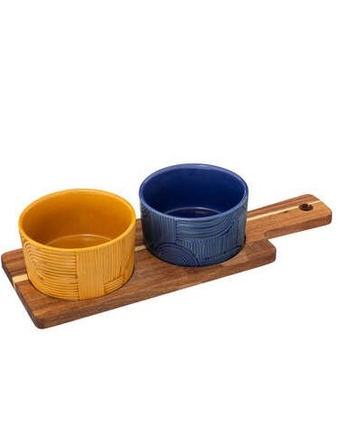 SET APERITIVO 196386 SOLEYA 2 CIOTOLE CON SUPPORTO LEGNO su Shop in...