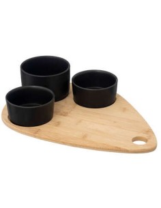 Set aperitivo 4 pezzi con tagliere in bambù e stampini in gres | shopincasa.it