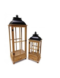 LANTERNA 74758 2 MIS LEGNO/METALLO 37X30X110CM su Shop in Casa