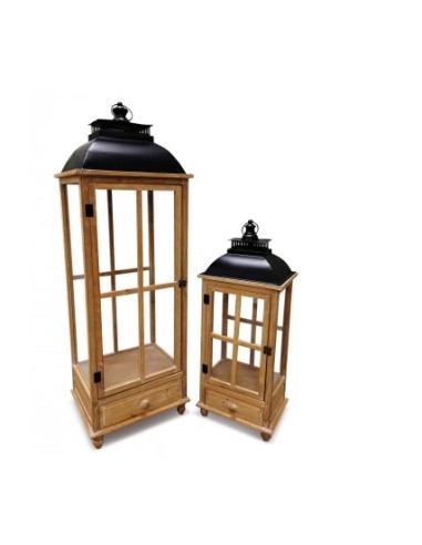 LANTERNA 74758 2 MIS LEGNO/METALLO 37X30X110CM su Shop in Casa