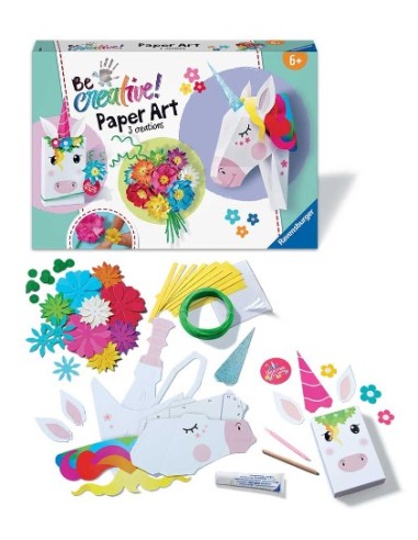 BE CREATIVE 23541 PAPER ART FIORI E UNICORNI