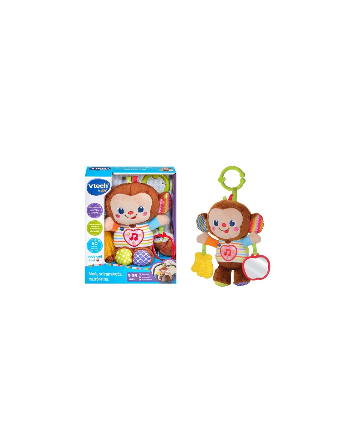 VTech Noè Scimmietta Canterina - Sonaglio Interattivo Neonati 3-36 Mesi | shopincasa.it