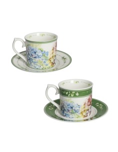 Brandani Set 2 Tazze Flora con Piattino New Bone China 200 ml | shopincasa.it