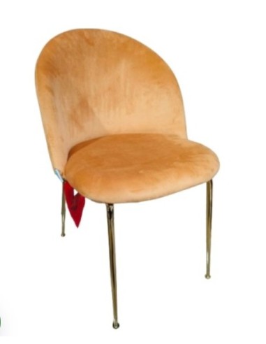 SEDIA VELLUTO OCRA STRUTTURA ORO 50X57X80,5CM su Shop in Casa