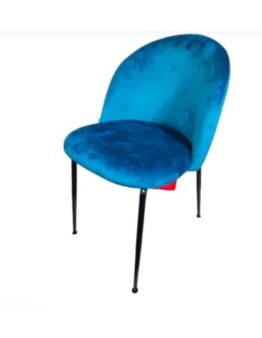 SEDIA VELLUTO BLU STRUTTURA NERA 50X57X80,5CM su Shop in Casa